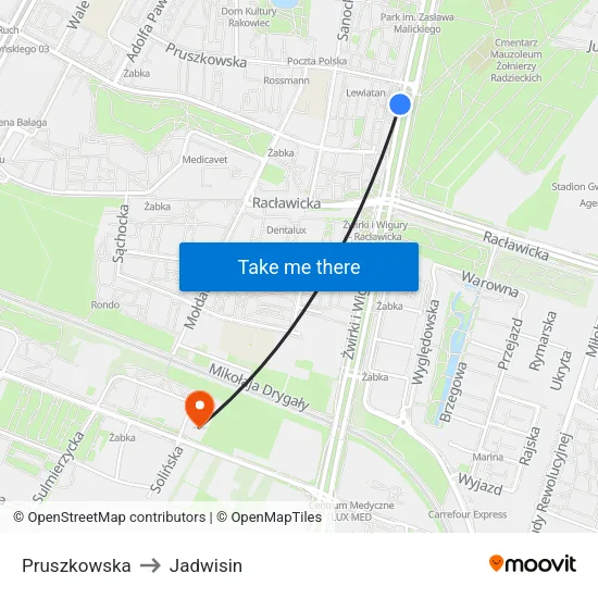 Pruszkowska to Jadwisin map