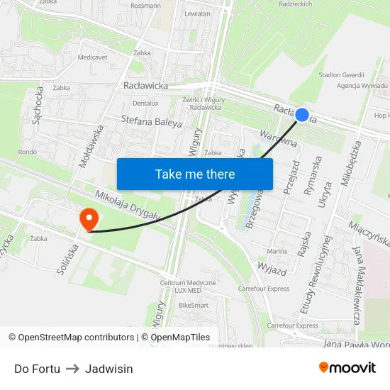 Do Fortu to Jadwisin map