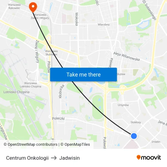 Centrum Onkologii to Jadwisin map