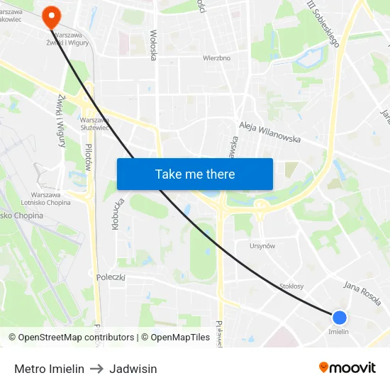 Metro Imielin to Jadwisin map