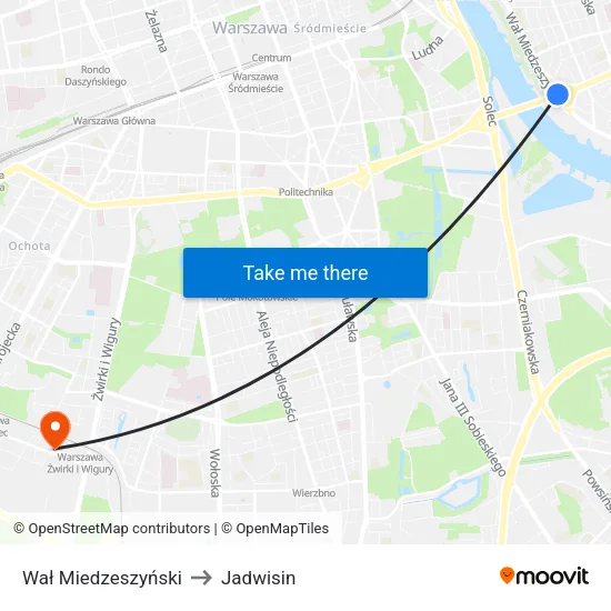 Wał Miedzeszyński to Jadwisin map