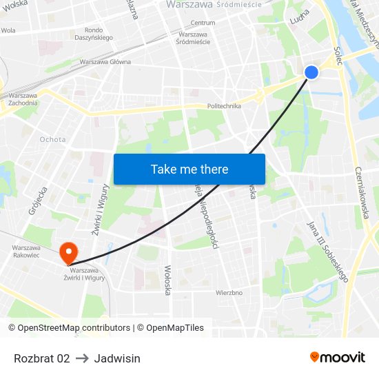 Rozbrat to Jadwisin map