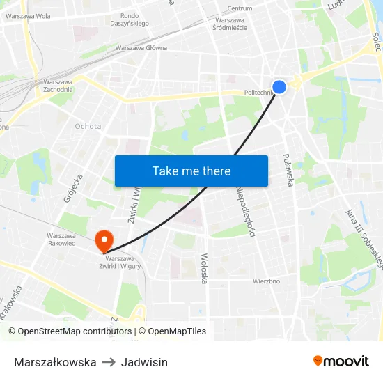 Marszałkowska to Jadwisin map