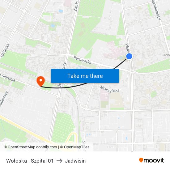 Wołoska-Szpital to Jadwisin map