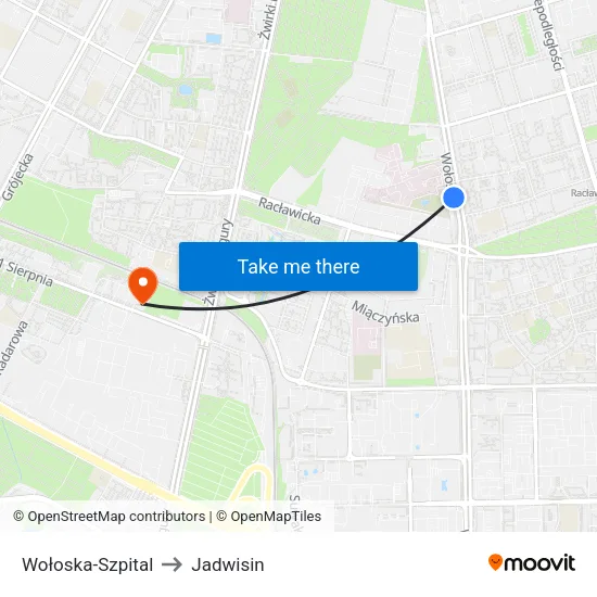 Wołoska - Szpital to Jadwisin map