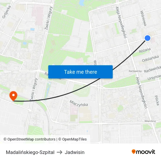 Madalińskiego - Szpital to Jadwisin map