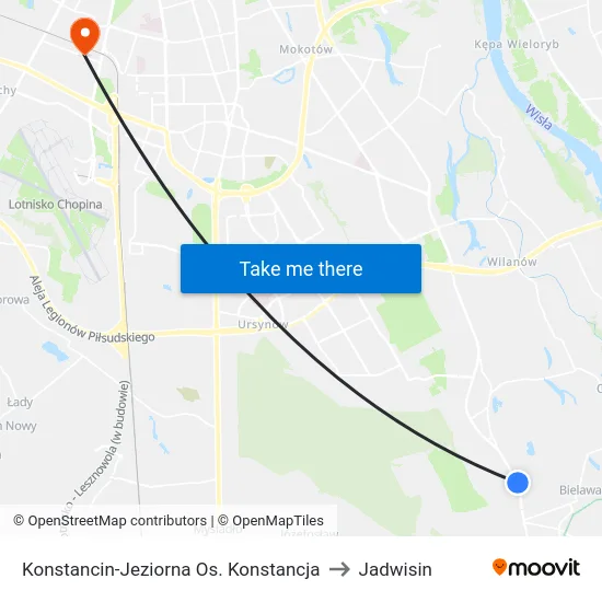Konstancin-Jeziorna Os. Konstancja to Jadwisin map