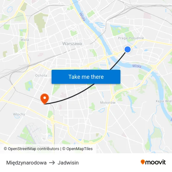 Międzynarodowa to Jadwisin map