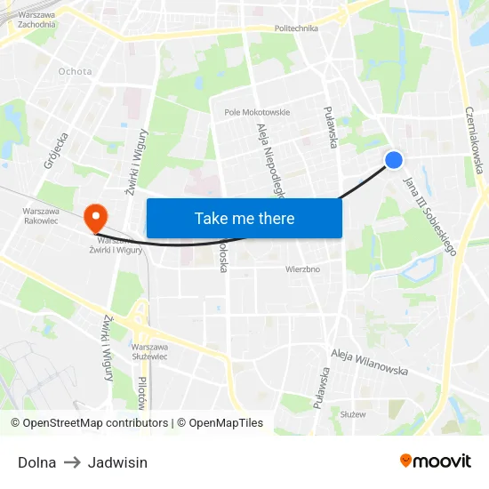 Dolna to Jadwisin map