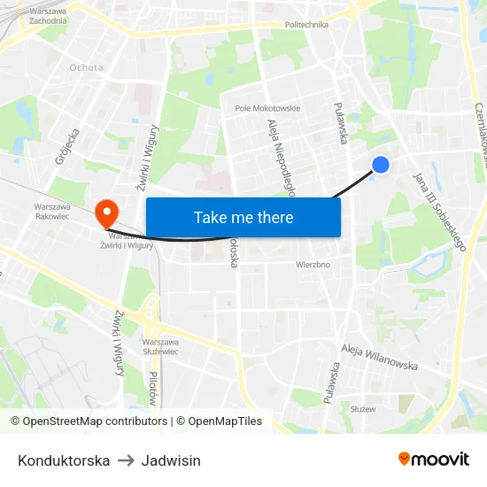 Konduktorska to Jadwisin map