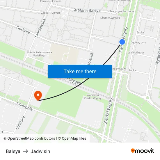 Baleya to Jadwisin map