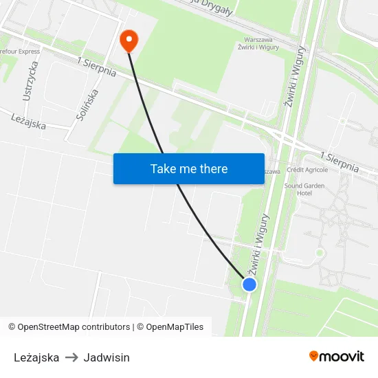 Leżajska to Jadwisin map