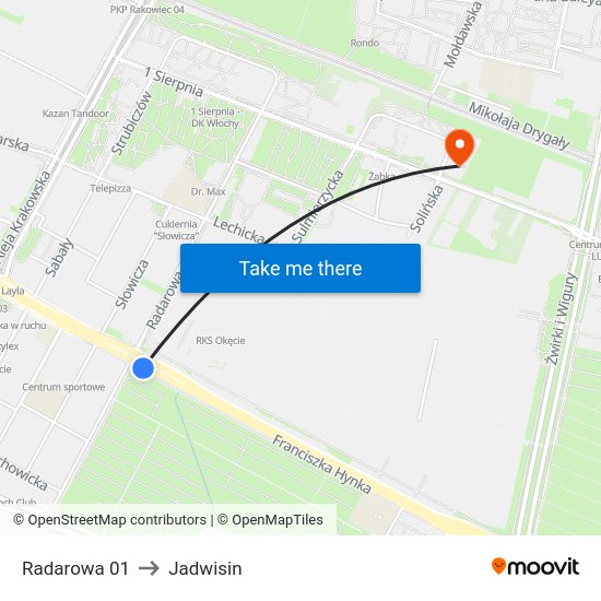 Radarowa to Jadwisin map