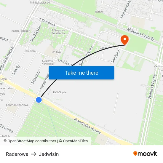 Radarowa to Jadwisin map