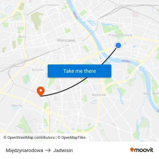 Międzynarodowa to Jadwisin map