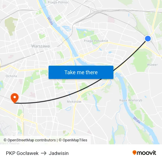 PKP Gocławek to Jadwisin map
