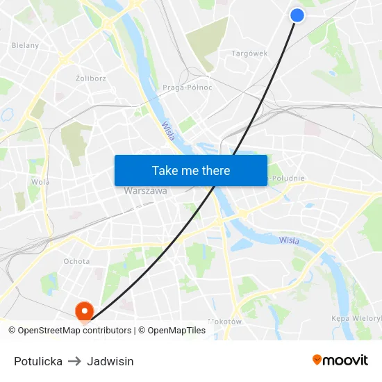 Potulicka to Jadwisin map