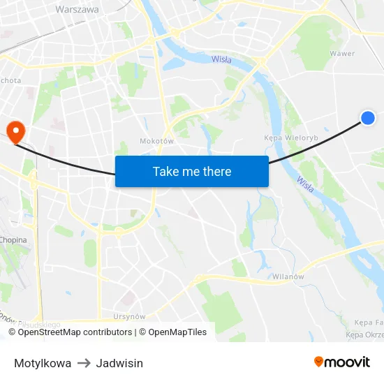 Motylkowa to Jadwisin map