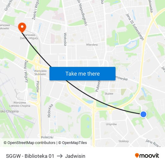 SGGW - Biblioteka 01 to Jadwisin map
