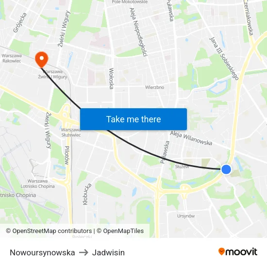 Nowoursynowska to Jadwisin map