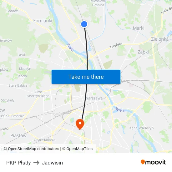 PKP Płudy to Jadwisin map