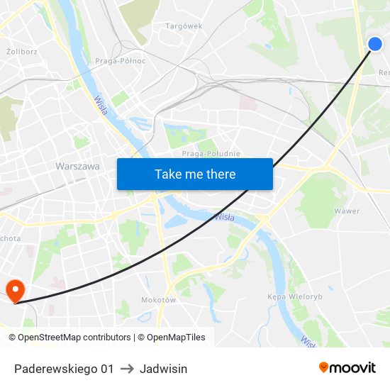 Paderewskiego 01 to Jadwisin map