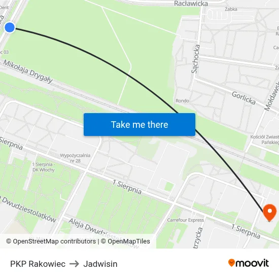 PKP Rakowiec to Jadwisin map