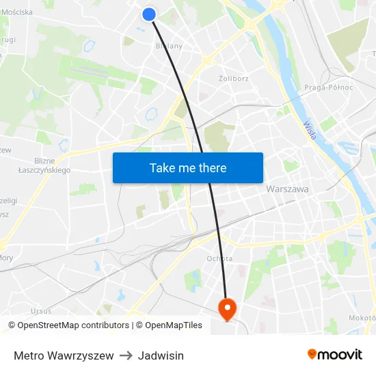 Metro Wawrzyszew to Jadwisin map