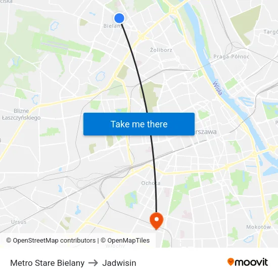Metro Stare Bielany to Jadwisin map