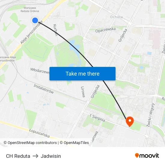 CH Reduta to Jadwisin map