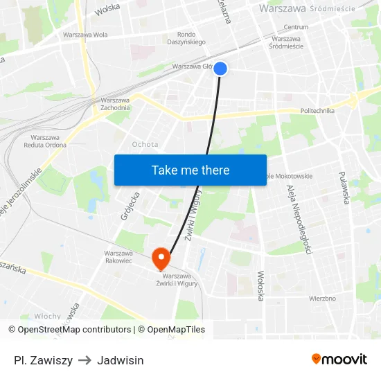 Pl. Zawiszy to Jadwisin map