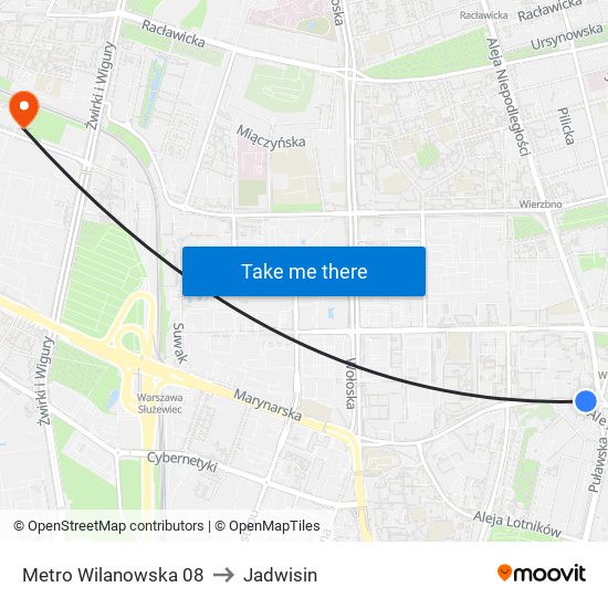 Metro Wilanowska 08 to Jadwisin map