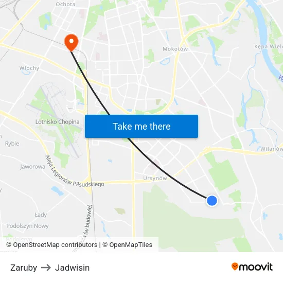 Zaruby to Jadwisin map
