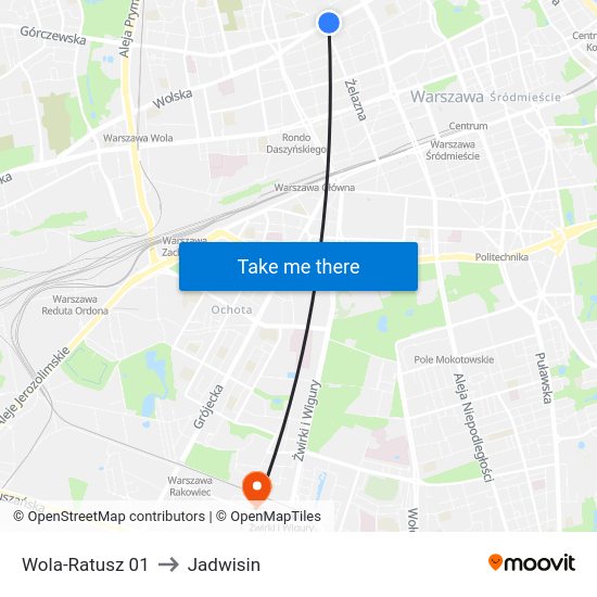 Wola-Ratusz to Jadwisin map