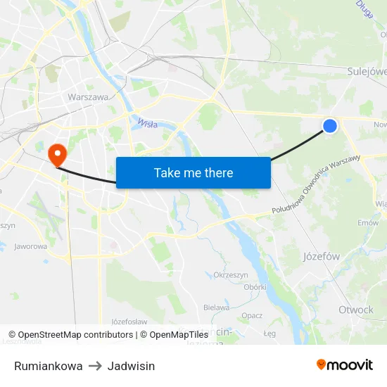 Rumiankowa to Jadwisin map