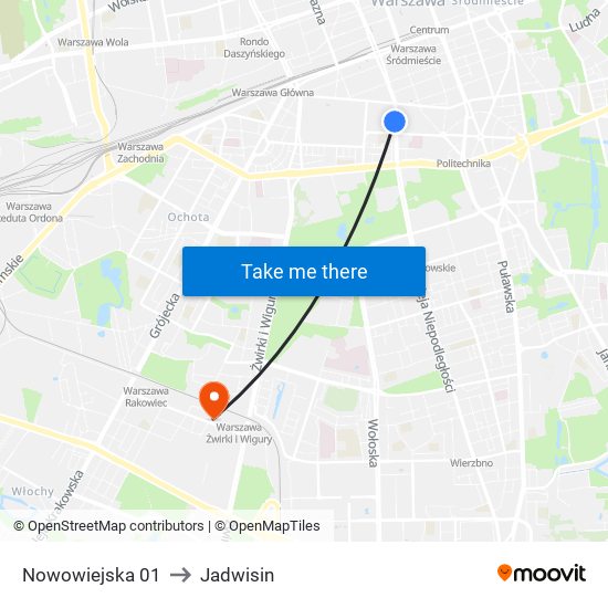 Nowowiejska to Jadwisin map