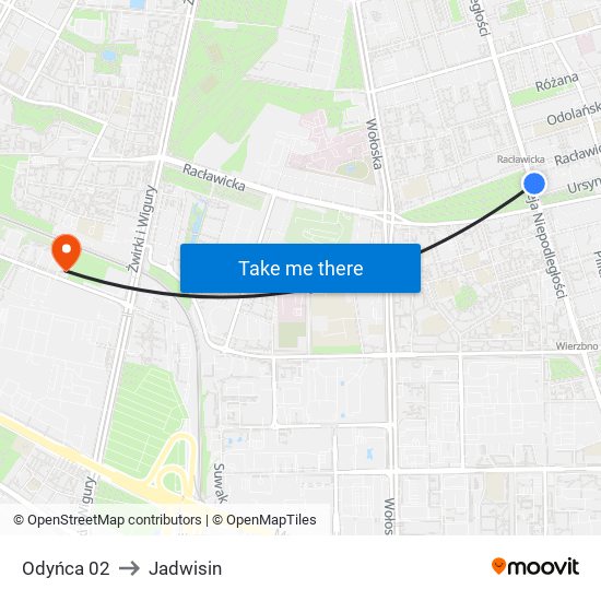 Odyńca to Jadwisin map