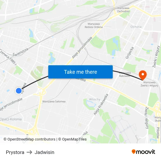 Prystora to Jadwisin map