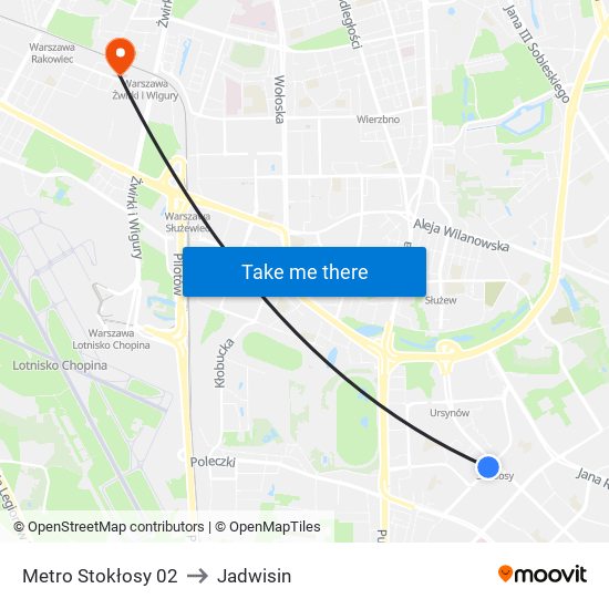 Metro Stokłosy to Jadwisin map