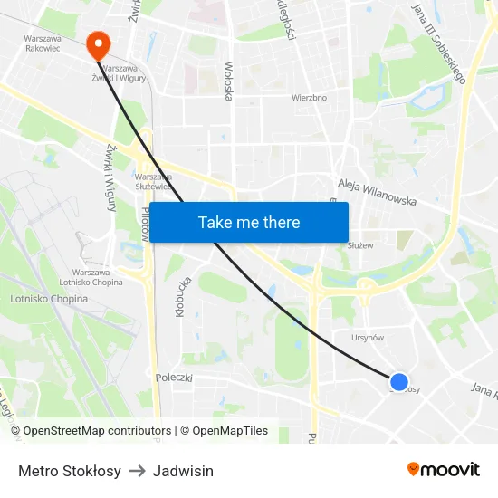 Metro Stokłosy to Jadwisin map