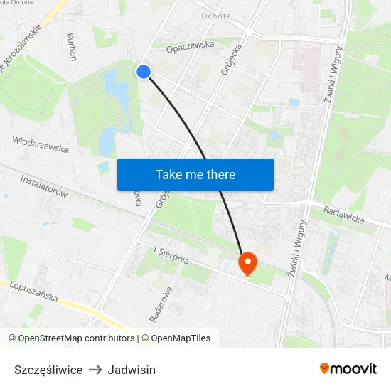 Szczęśliwice to Jadwisin map