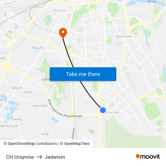 CH Ursynów to Jadwisin map