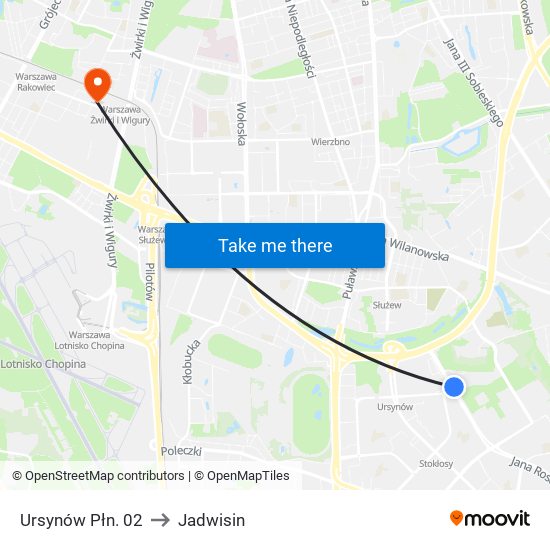 Ursynów Płn. 02 to Jadwisin map