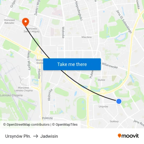 Ursynów Płn. to Jadwisin map