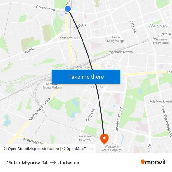 Metro Młynów to Jadwisin map