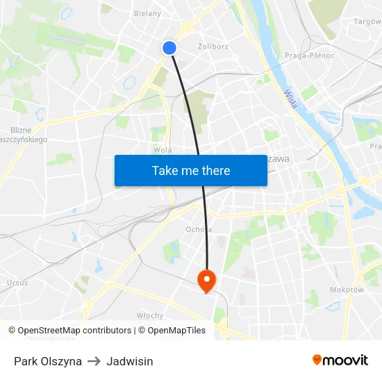 Park Olszyna to Jadwisin map