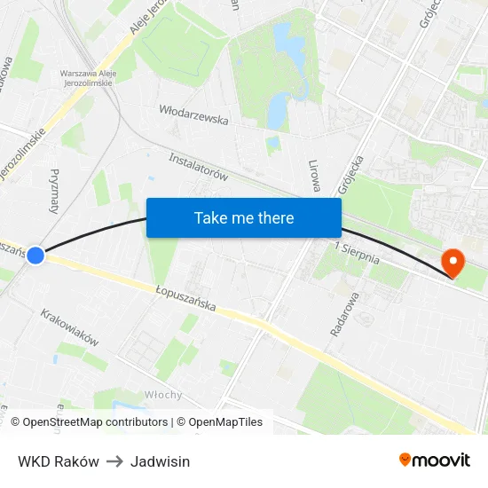 WKD Raków to Jadwisin map