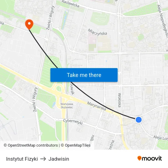 Instytut Fizyki to Jadwisin map