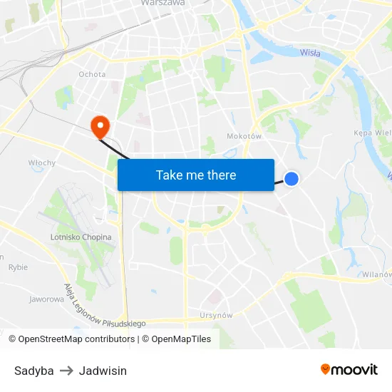 Sadyba to Jadwisin map