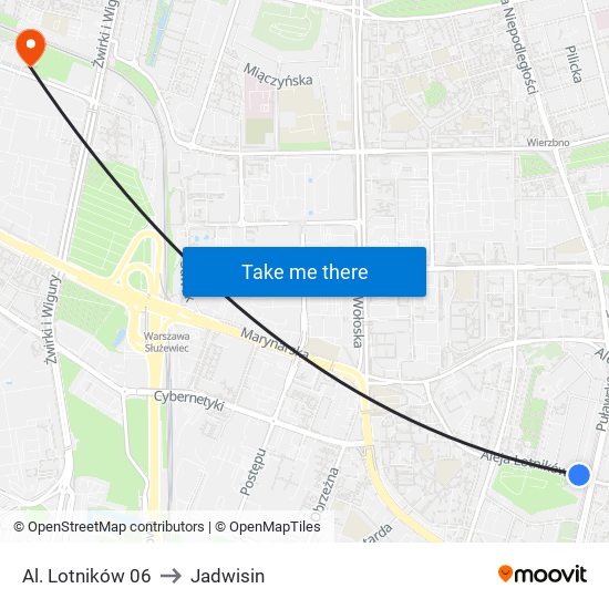 Al. Lotników 06 to Jadwisin map